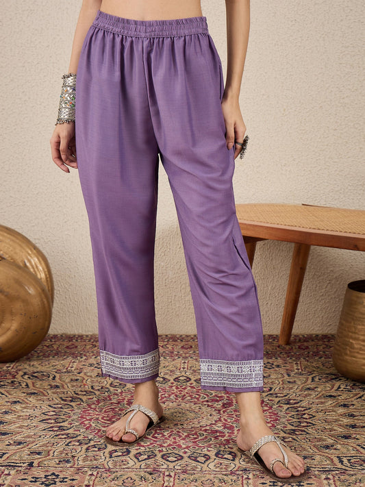 Ruhi Embroidery Design Silk Blend Straight Kurta With Trouser & Dupatta - FitVibe Fashion