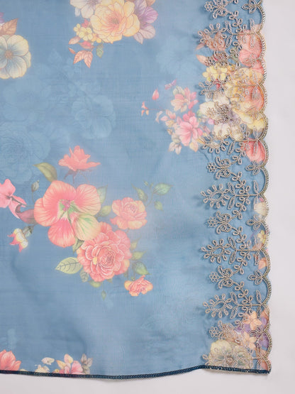 Suhani Teal Blue Silk Blend Women Ethnic Suit Sets - FitVibe Fashion