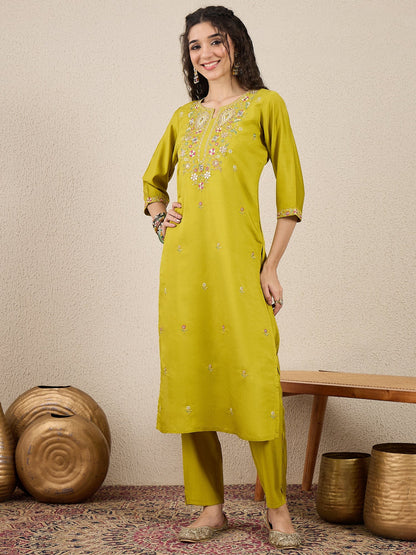 Nazakat Parrot green Kurta and Pant Dupatta Set - FitVibe Fashion
