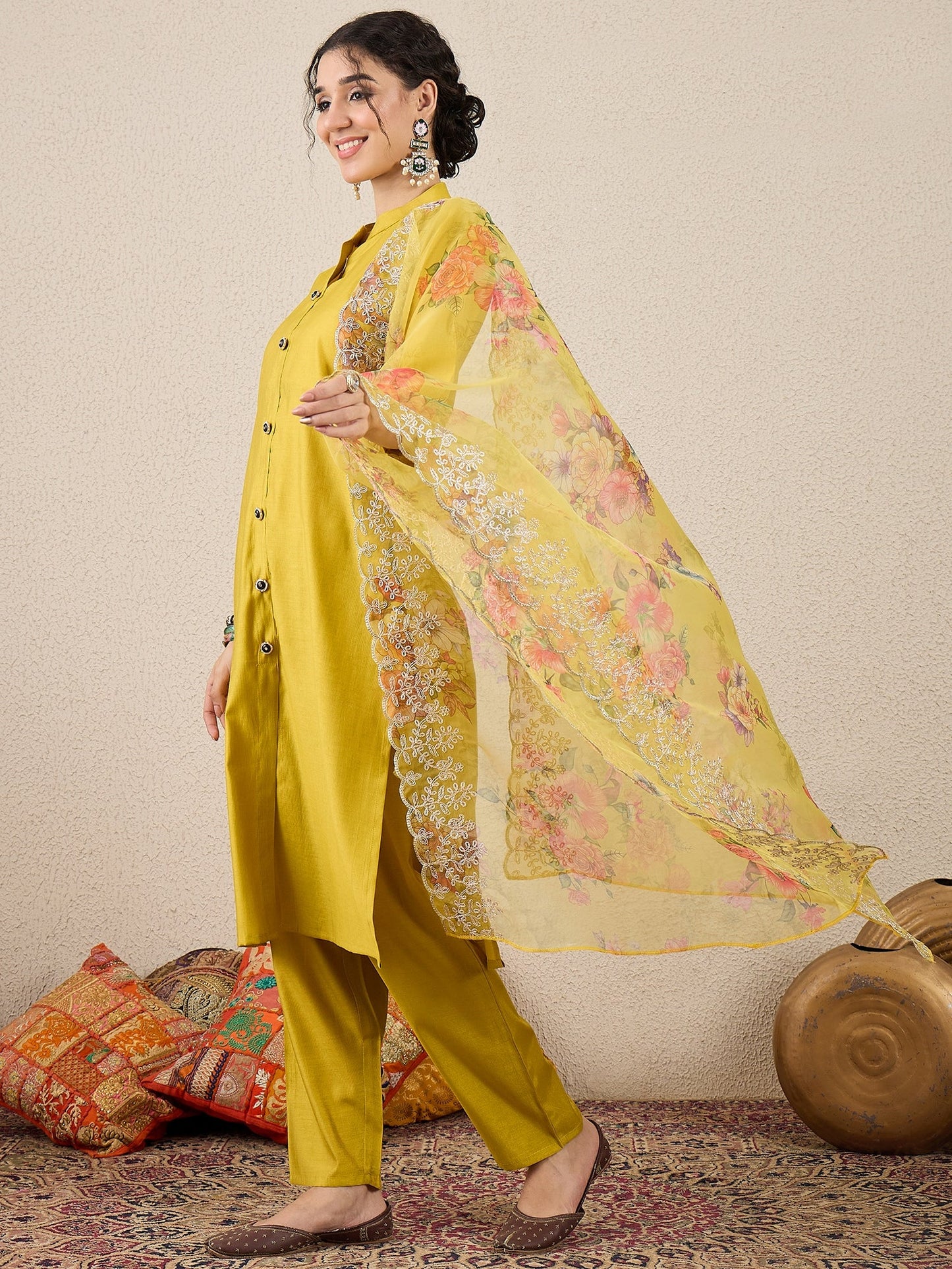 Suhani Yellow Silk Blend Women Ethnic Suit Sets - FitVibe Fashion