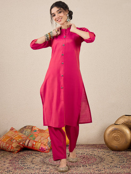 Suhani Rani Pink Silk Blend Women Ethnic Suit Sets - FitVibe Fashion