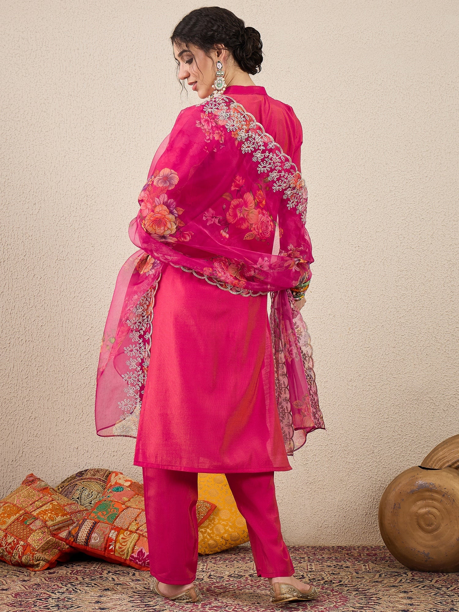 Suhani Rani Pink Silk Blend Women Ethnic Suit Sets - FitVibe Fashion