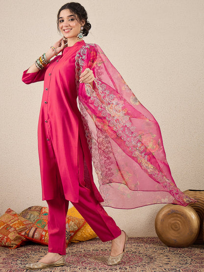 Suhani Rani Pink Silk Blend Women Ethnic Suit Sets - FitVibe Fashion