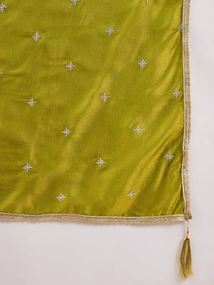 Ziva Women Anarkali Kurta and Pant Dupatta Sets Silk Blend Fabric with Embroidery - FitVibe Fashion