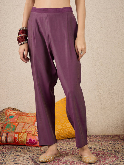 Suhani Purple Silk Blend Women Ethnic Suit Sets - FitVibe Fashion