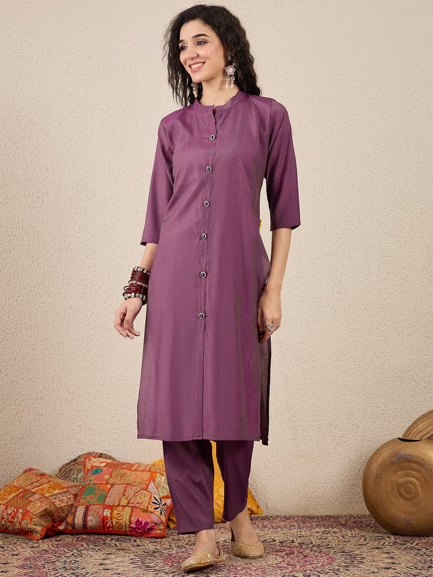 Suhani Purple Silk Blend Women Ethnic Suit Sets - FitVibe Fashion