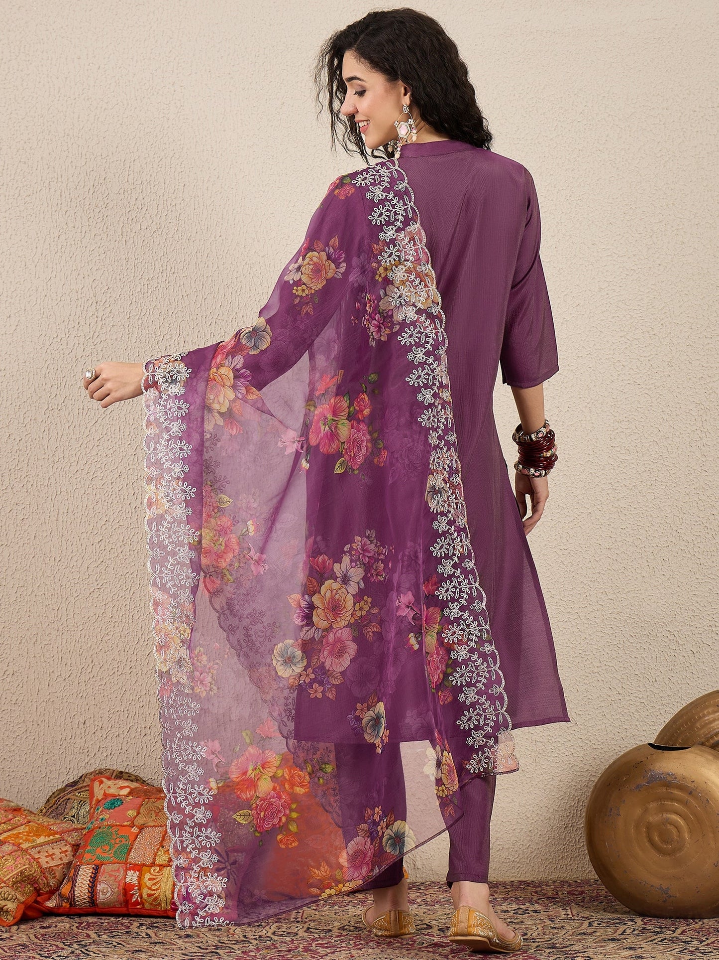 Suhani Purple Silk Blend Women Ethnic Suit Sets - FitVibe Fashion