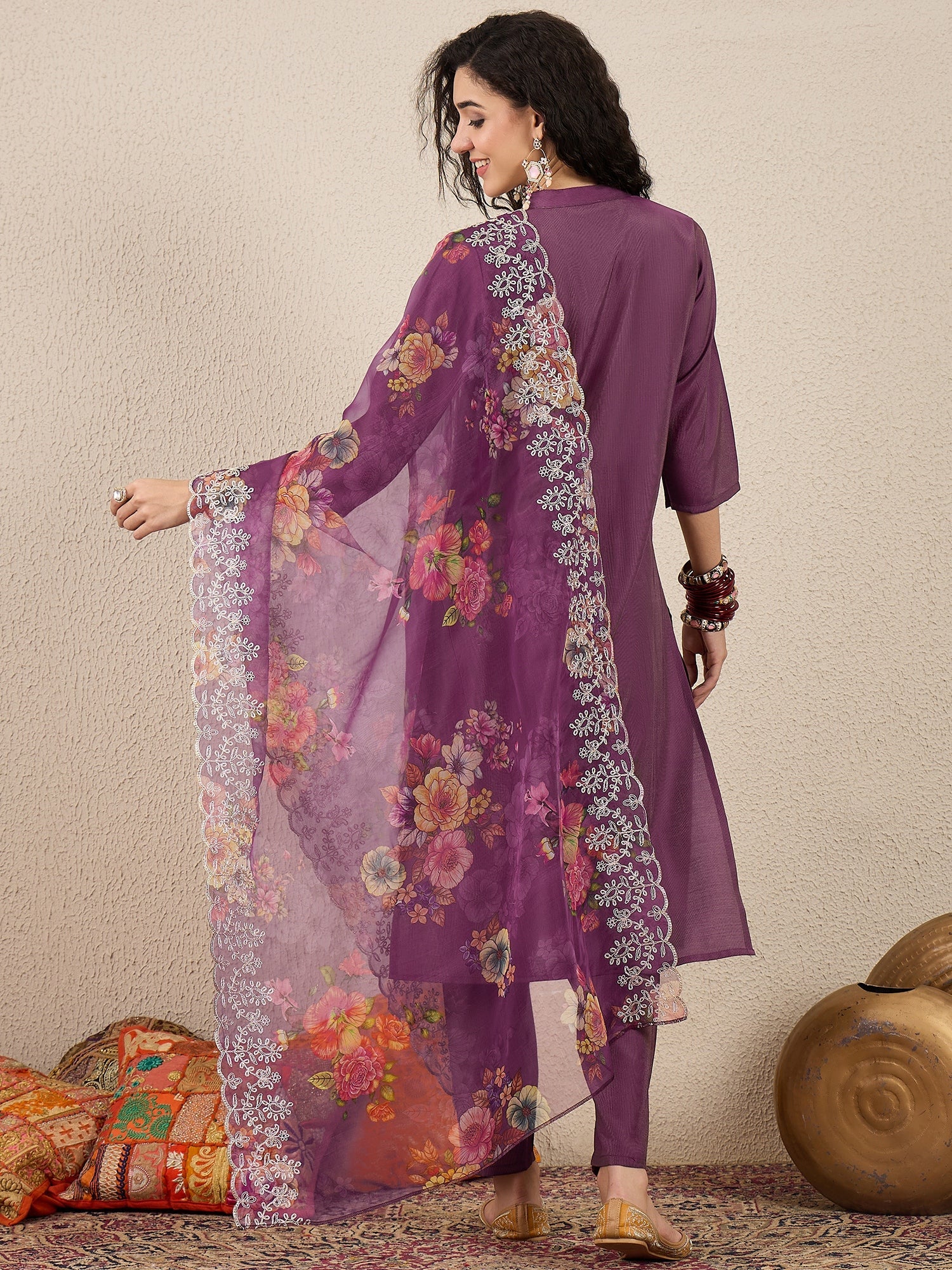 Suhani Purple Silk Blend Women Ethnic Suit Sets - FitVibe Fashion