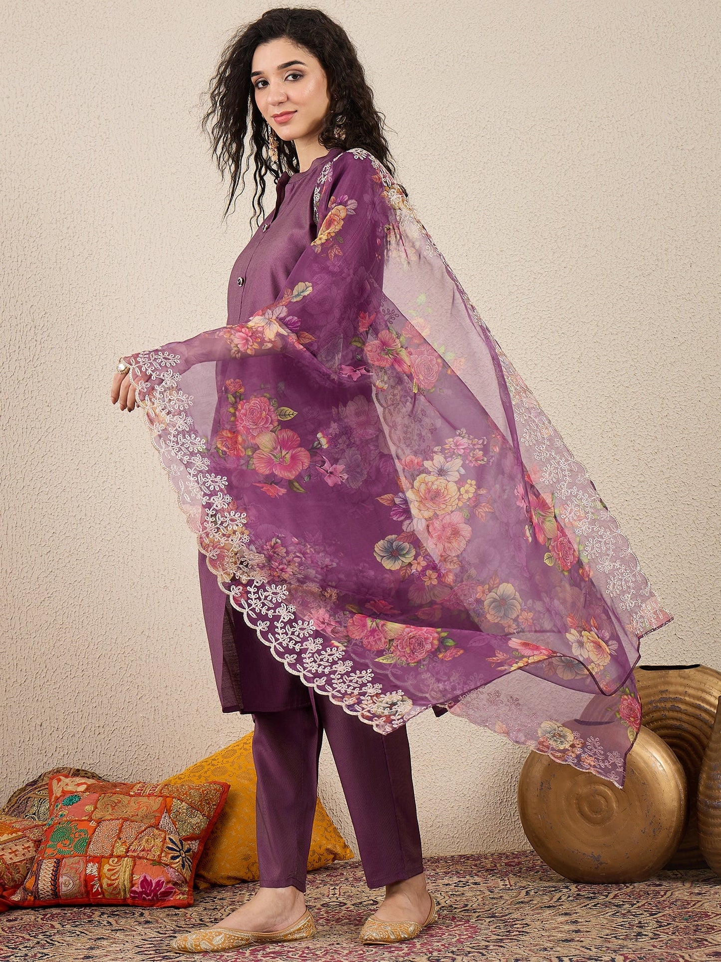 Suhani Purple Silk Blend Women Ethnic Suit Sets - FitVibe Fashion