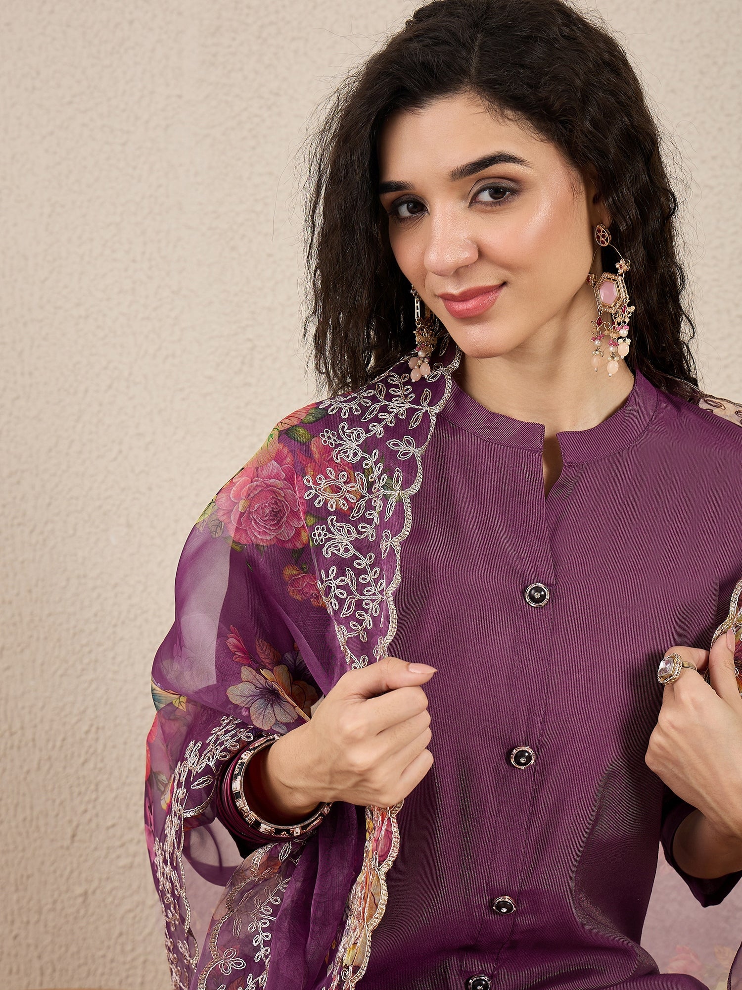 Suhani Purple Silk Blend Women Ethnic Suit Sets - FitVibe Fashion