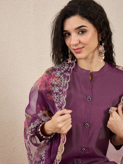 Suhani Purple Silk Blend Women Ethnic Suit Sets - FitVibe Fashion