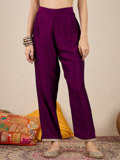 Ziva Women Anarkali Kurta and Pant Dupatta Sets Silk Blend Fabric with Embroidery - FitVibe Fashion