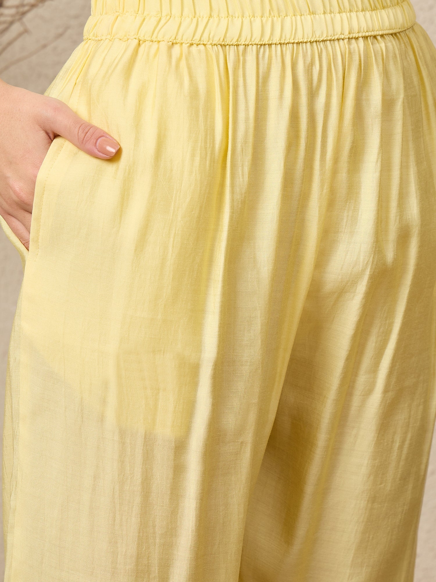 Panetar Yellow Women Silk Blend Kurta and Trousers Pant Set - FitVibe Fashion