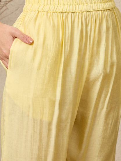 Panetar Yellow Women Silk Blend Kurta and Trousers Pant Set - FitVibe Fashion