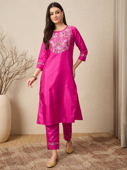 Lavanya Cotton Silk Kurta Set Elegant Embroidered Ready to Wear Outfit with Dupatta - FitVibe Fashion