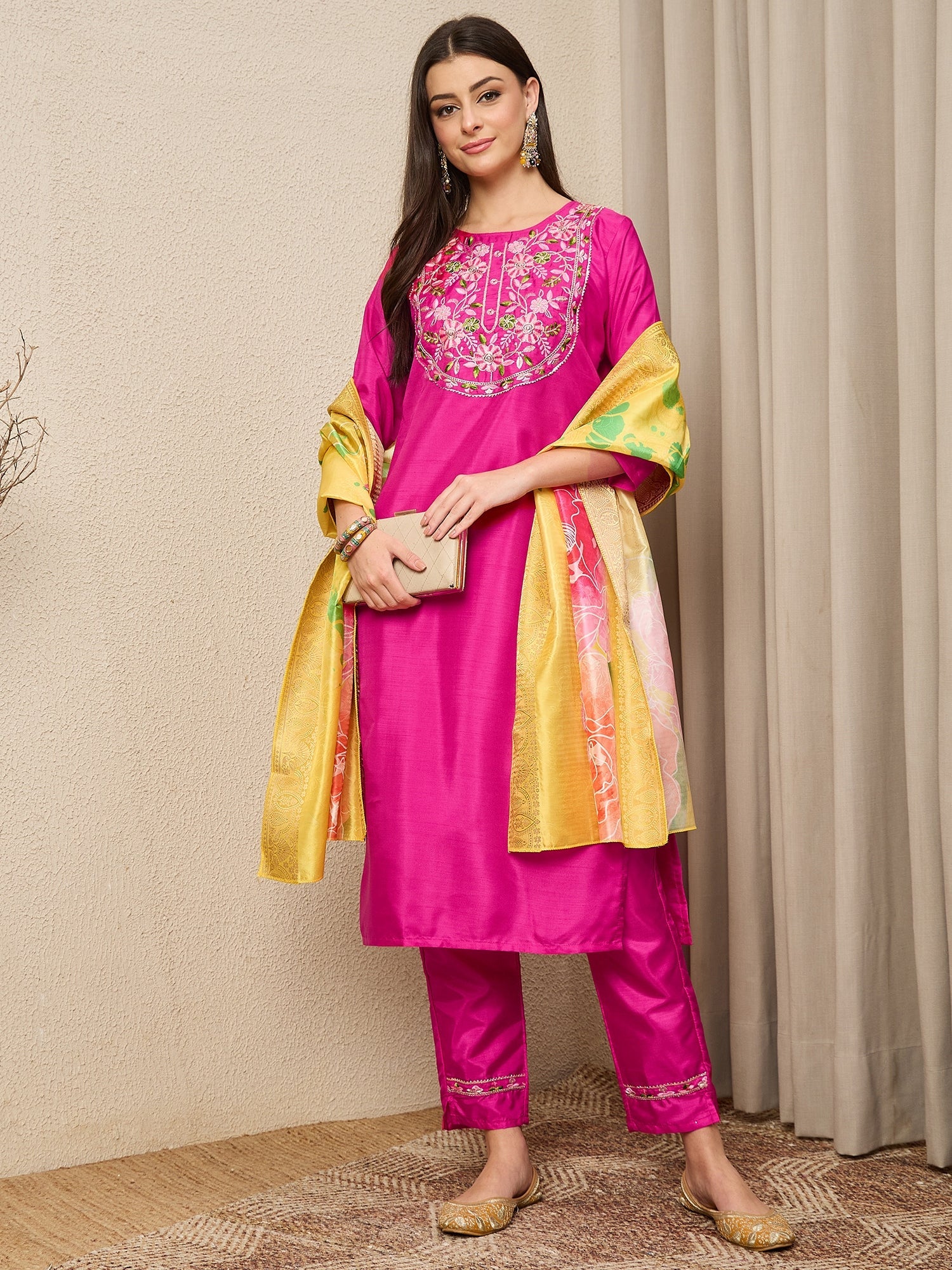 Lavanya Cotton Silk Kurta Set Elegant Embroidered Ready to Wear Outfit with Dupatta - FitVibe Fashion