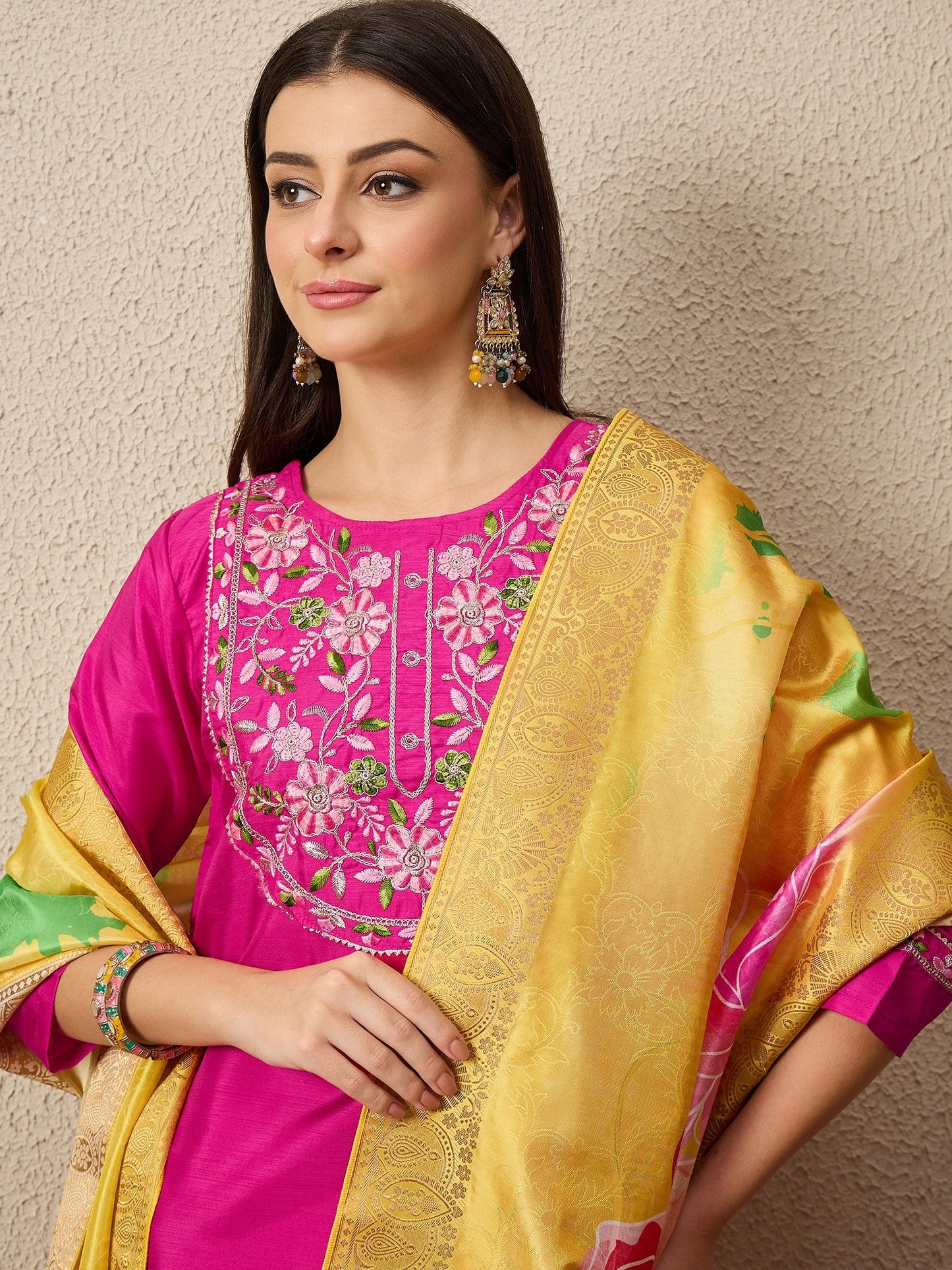 Lavanya Cotton Silk Kurta Set Elegant Embroidered Ready to Wear Outfit with Dupatta - FitVibe Fashion