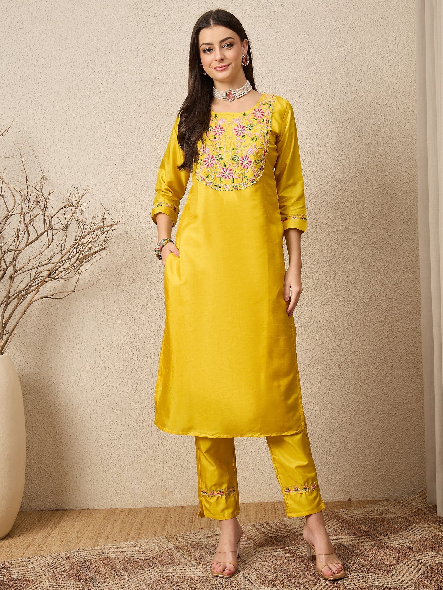 Lavanya Cotton Silk Kurta Set Elegant Embroidered Ready to Wear Outfit with Dupatta - FitVibe Fashion