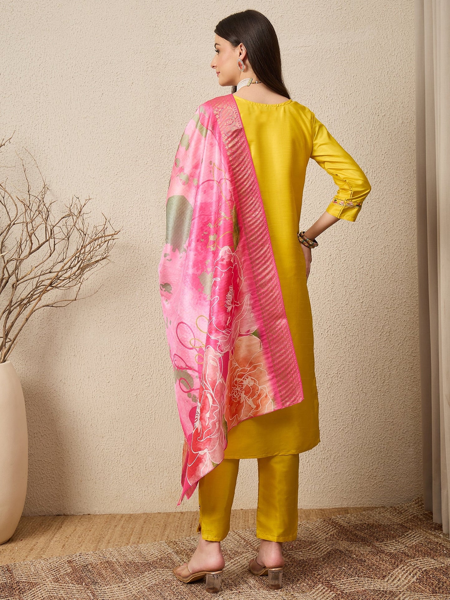 Lavanya Cotton Silk Kurta Set Elegant Embroidered Ready to Wear Outfit with Dupatta - FitVibe Fashion