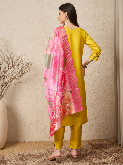 Lavanya Cotton Silk Kurta Set Elegant Embroidered Ready to Wear Outfit with Dupatta - FitVibe Fashion