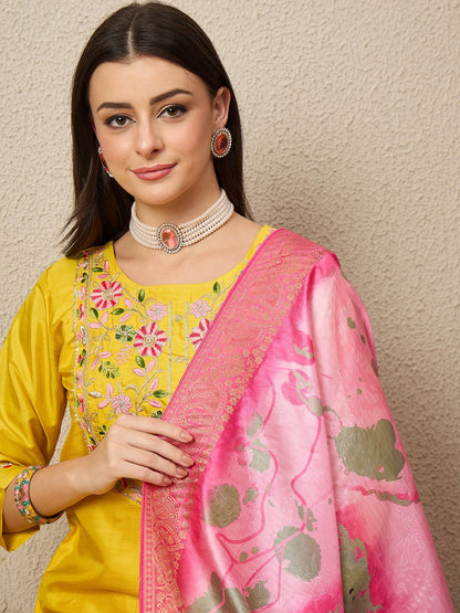 Lavanya Cotton Silk Kurta Set Elegant Embroidered Ready to Wear Outfit with Dupatta - FitVibe Fashion