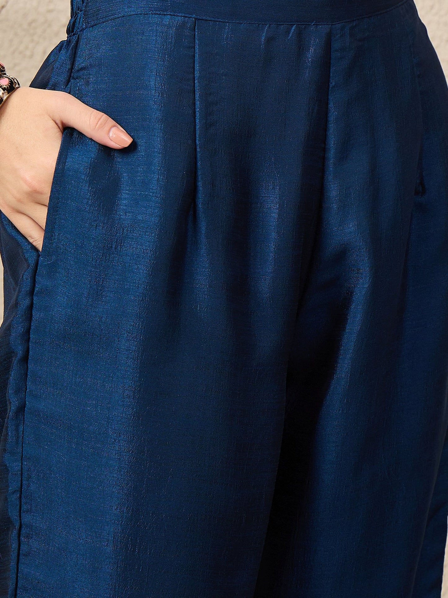 Shagun Teal Embroidered Silk Blend Anarkali Kurta Pant With Dupatta Set - FitVibe Fashion