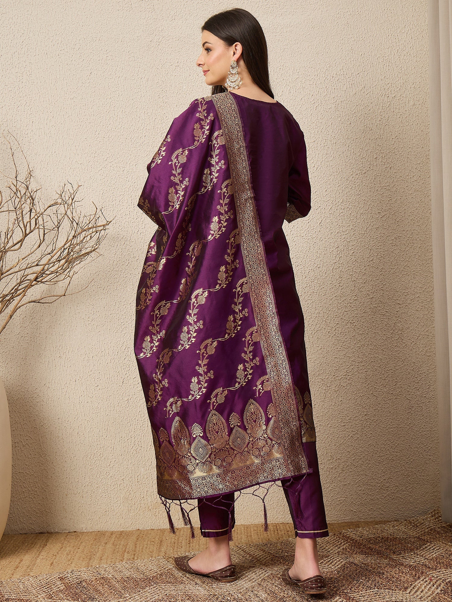 Malika Premium Kurta Set with Bottom and Dupatta Zari Work Comfortable Stylish - FitVibe Fashion