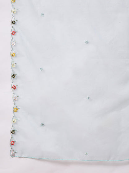 Noor-e-Nazaara Sky Women Silk Blend Kurta and Trousers Pant Set - FitVibe Fashion