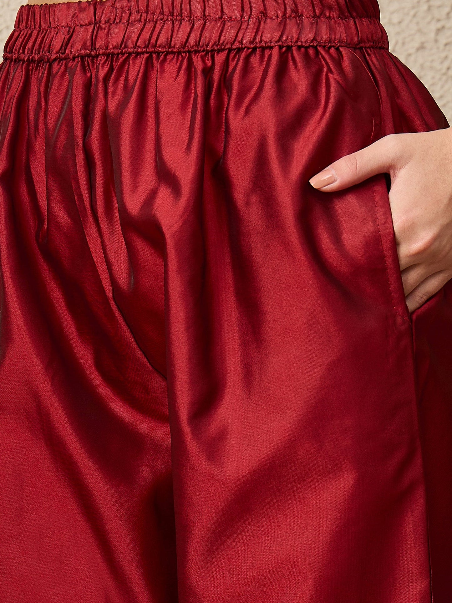 Kahani Women Maroon Yoke Design Silk Blend Straight Suit With Dupatta - FitVibe Fashion