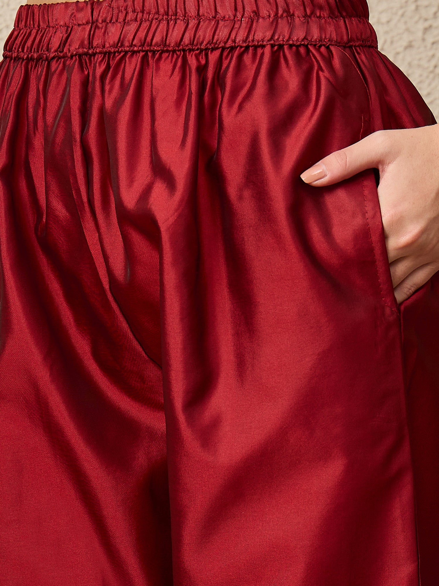 Kahani Women Maroon Yoke Design Silk Blend Straight Suit With Dupatta - FitVibe Fashion