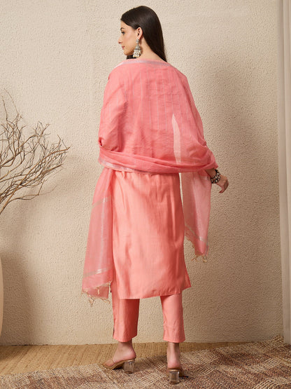 BhavyaRaas Peach Women Viscose Rayon suit Set - FitVibe Fashion