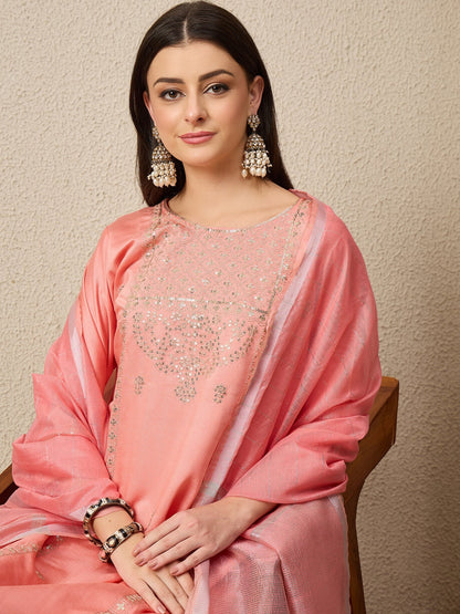 BhavyaRaas Peach Women Viscose Rayon suit Set - FitVibe Fashion