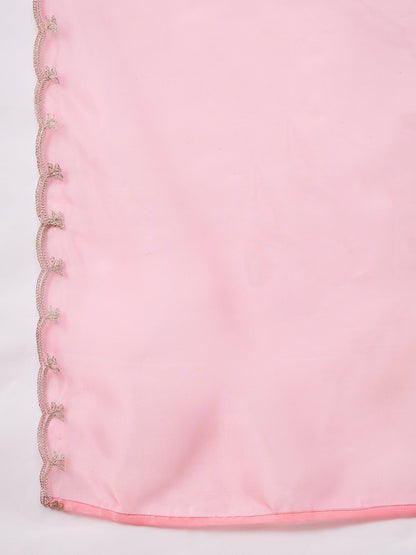 Saanwari Peach Silk Blend Calf Length Embroidered Straight Suit Set - FitVibe Fashion