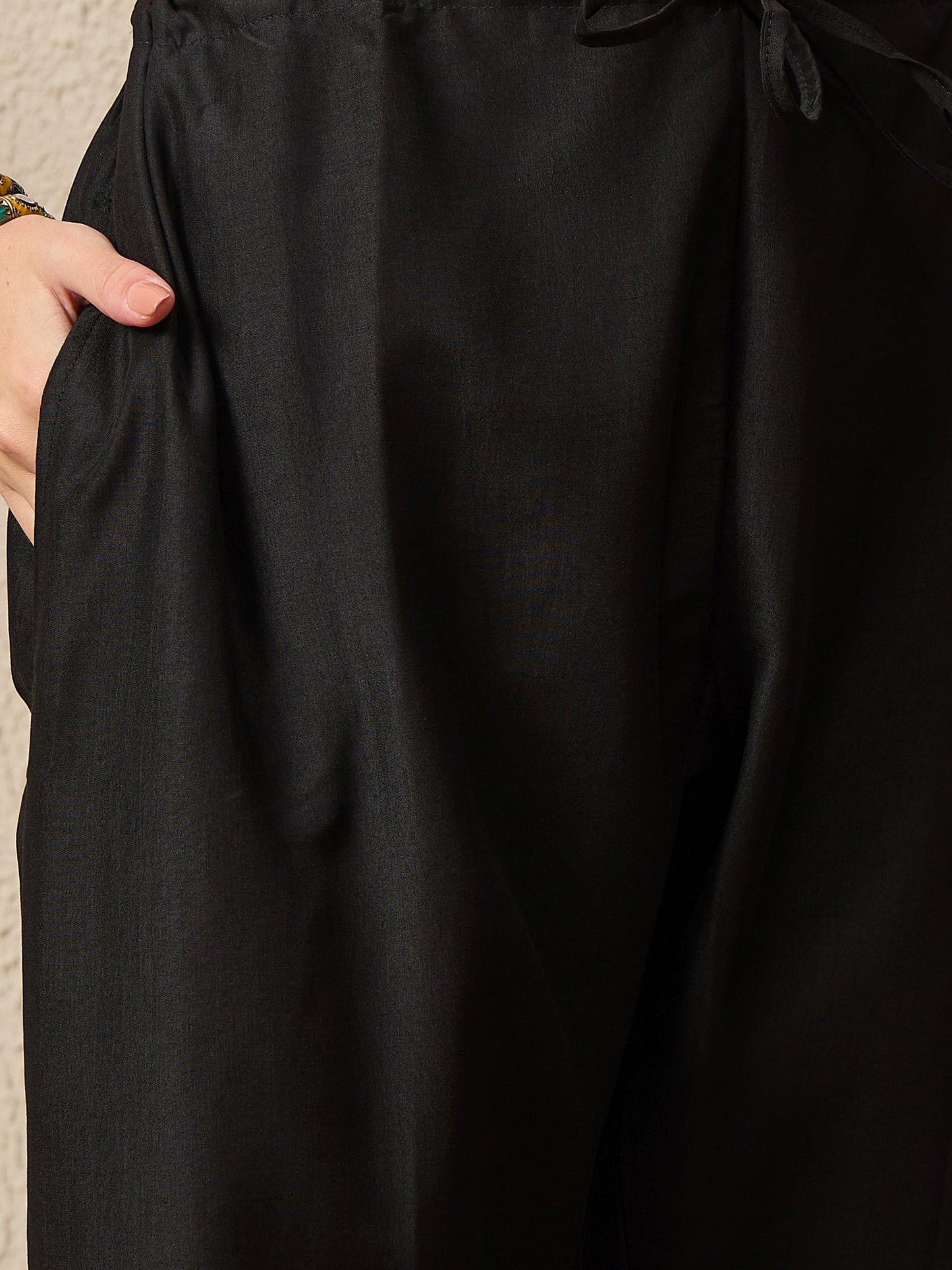 RangRiti Black Yoke Design Silk Blend Straight Suit With Dupatta - FitVibe Fashion