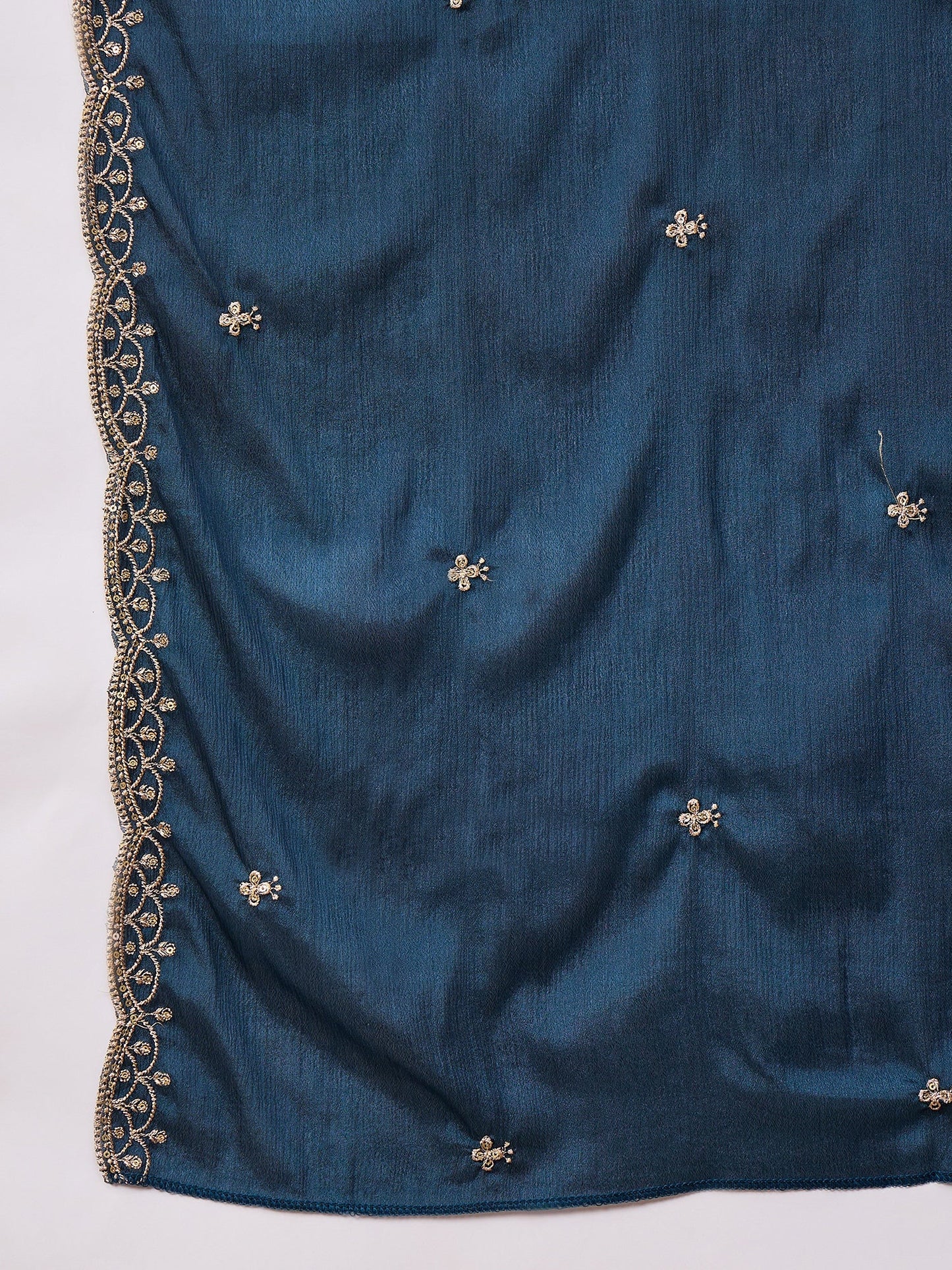 Kamya Teal Ethnic Motifs Embroidered Straight Kurta with Trousers & Dupatta - FitVibe Fashion