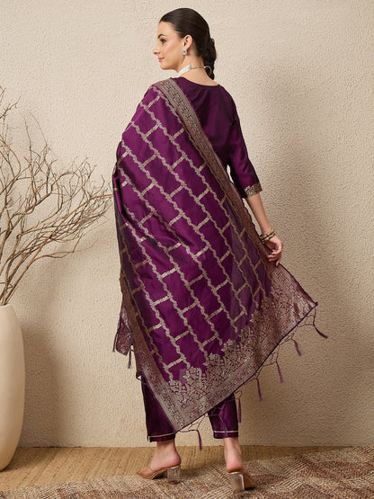 Divyaa Elegant Cotton Silk Kurta Set with Zari Work Ready to Wear Ethnic Outfit for Women - FitVibe Fashion