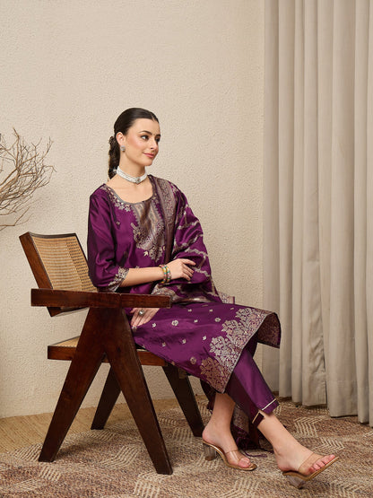 Divyaa Elegant Cotton Silk Kurta Set with Zari Work Ready to Wear Ethnic Outfit for Women - FitVibe Fashion