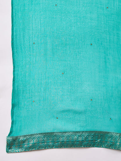 JashnVibe Rama Women Cotton Silk Blend Straight Suit Set with Handwork - FitVibe Fashion