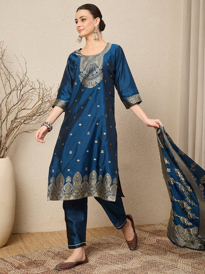Malika Premium Kurta Set with Bottom and Dupatta Zari Work Comfortable Stylish - FitVibe Fashion