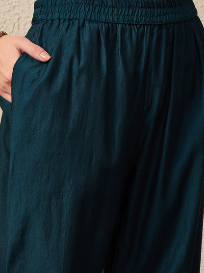 Tanirika Women's Embroidered Viscose Rayon Calf Length Straight Kurta Trouser with Dupatta Set - FitVibe Fashion