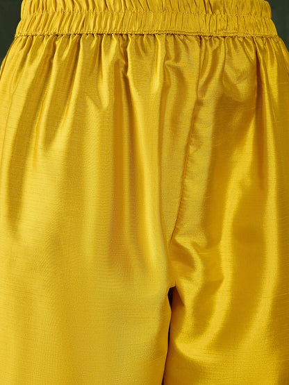 Saumya Women's Embroidered Silk Blend Calf Length Straight Kurta Trouser with Dupatta Set - FitVibe Fashion