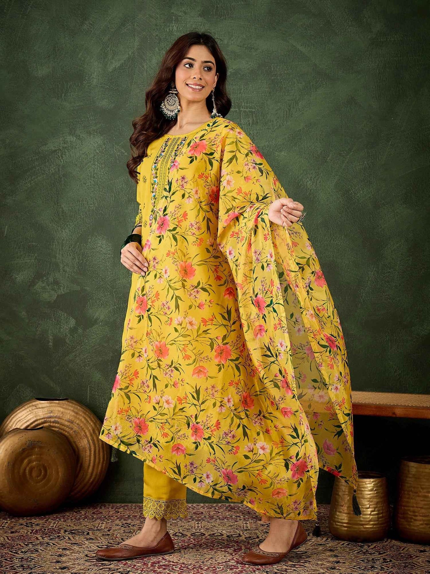 Aarika Women Kurta and Pant Sets Viscose Roman Silk Fabric