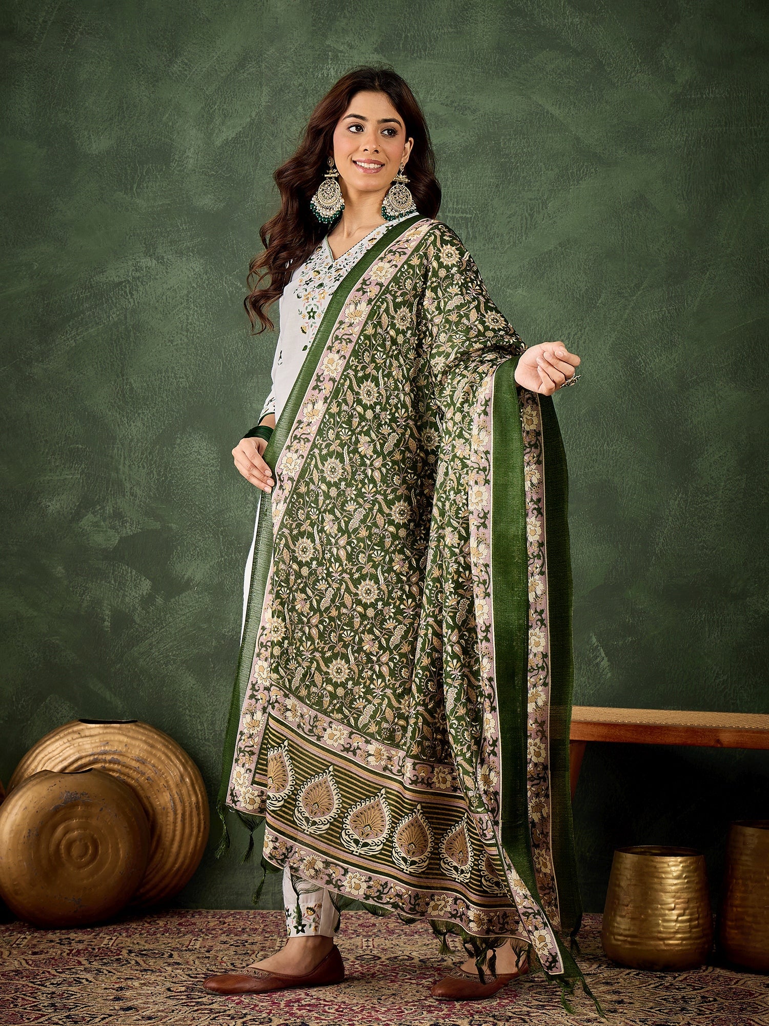 Sanskruta Women's Embroidered Cotton Kurta Pant Set with Dupatta - FitVibe Fashion