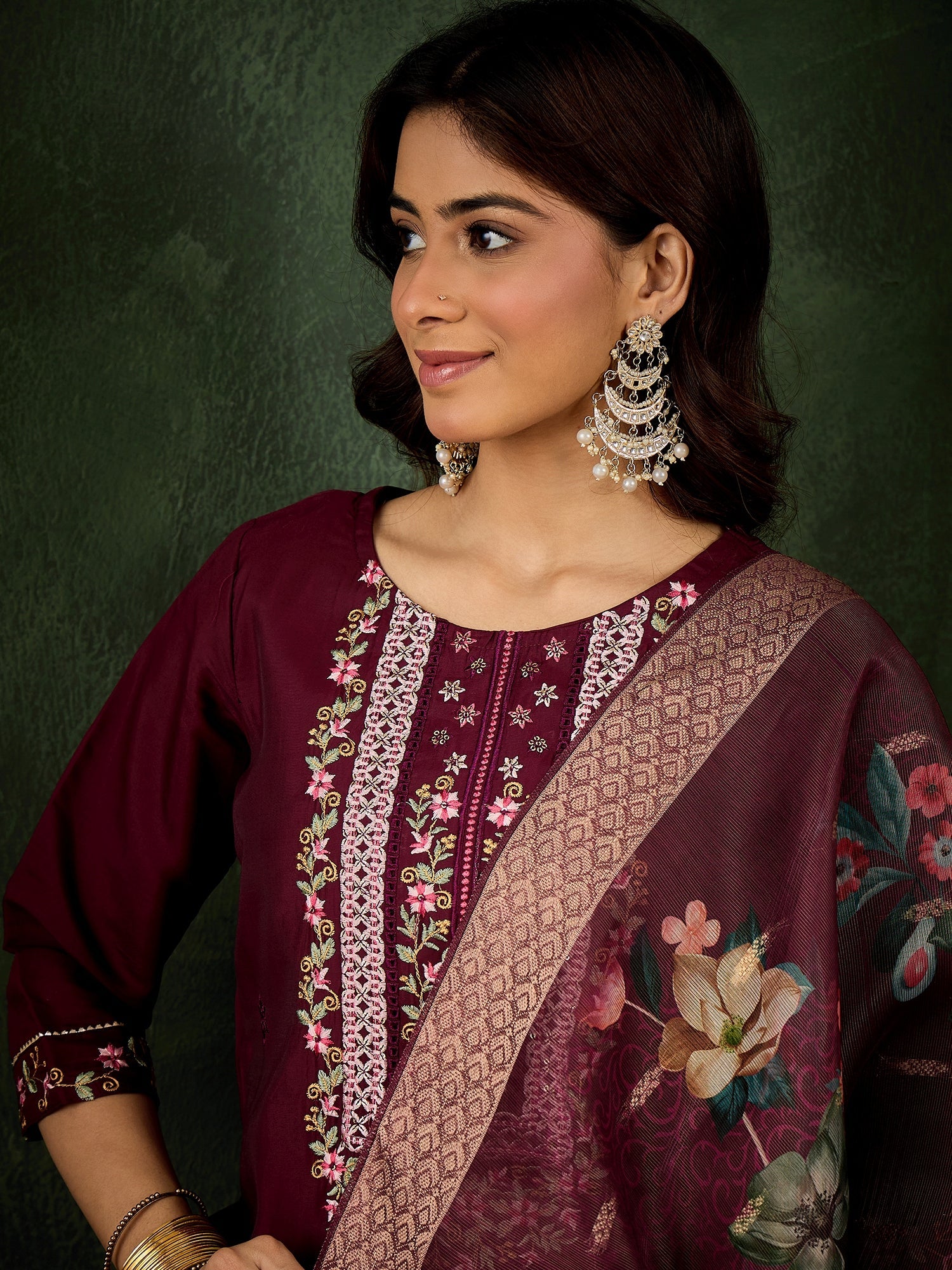 Varnam Women Silk Blend Kurta Pant Dupatta Set - FitVibe Fashion