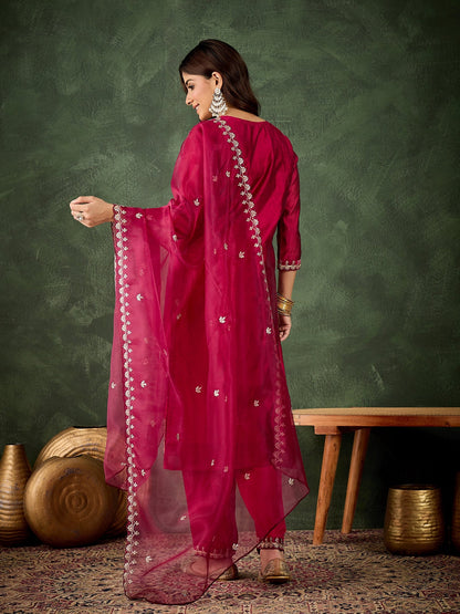 Nyrah Women Kurta and Pant Sets Chanderi Silk Blend - FitVibe Fashion