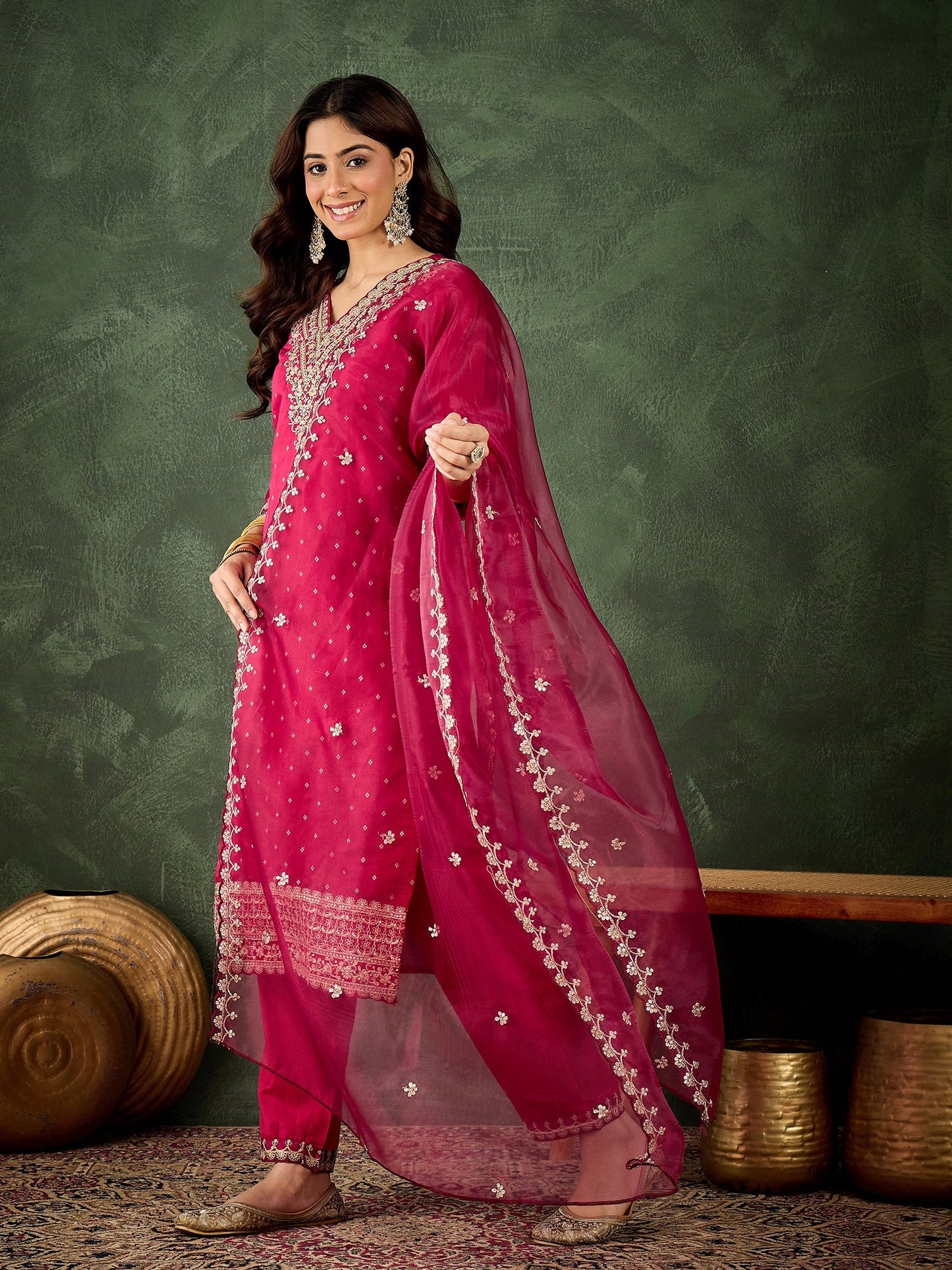 Nyrah Women Kurta and Pant Sets Chanderi Silk Blend - FitVibe Fashion