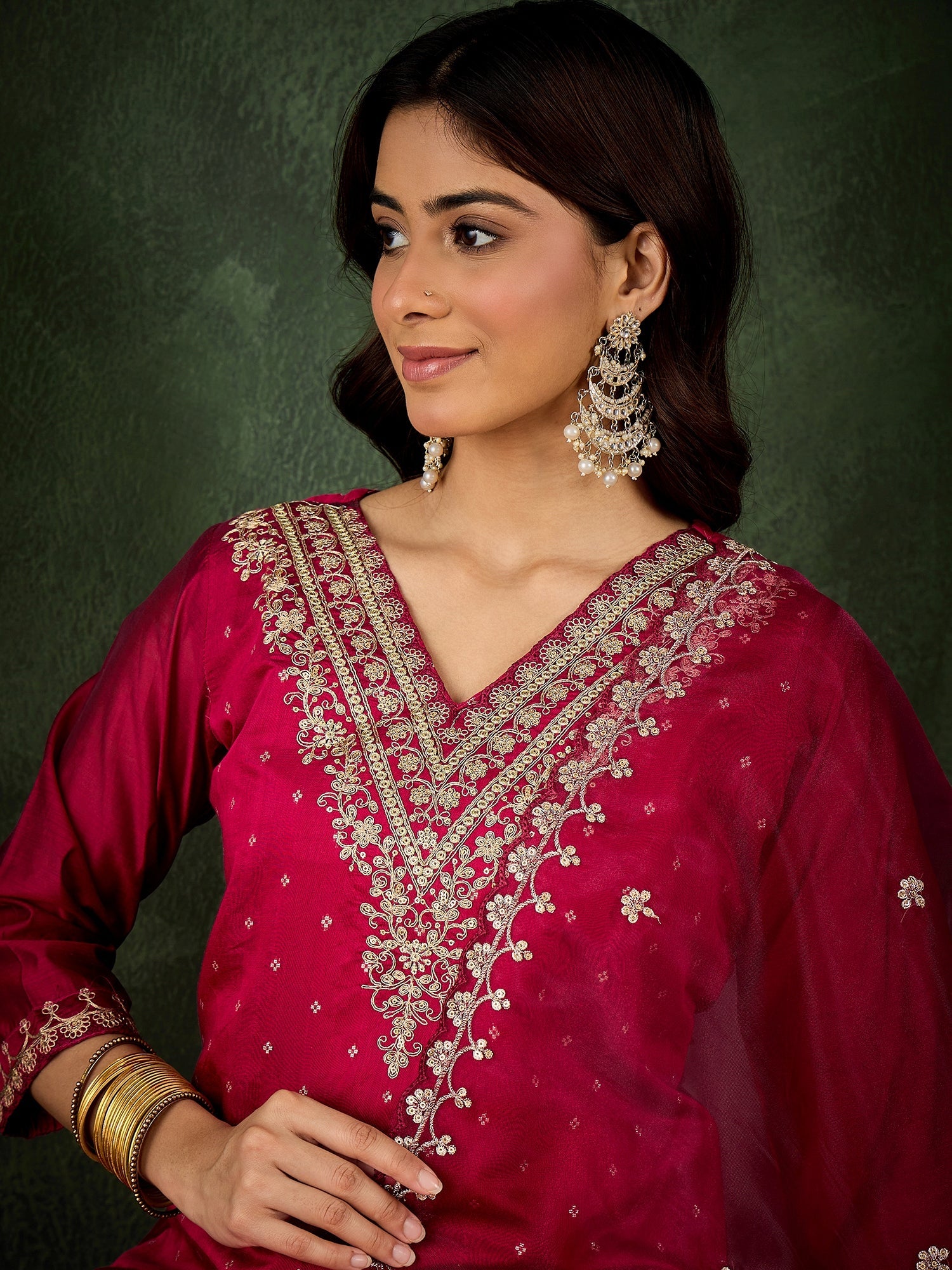 Nyrah Women Kurta and Pant Sets Chanderi Silk Blend - FitVibe Fashion