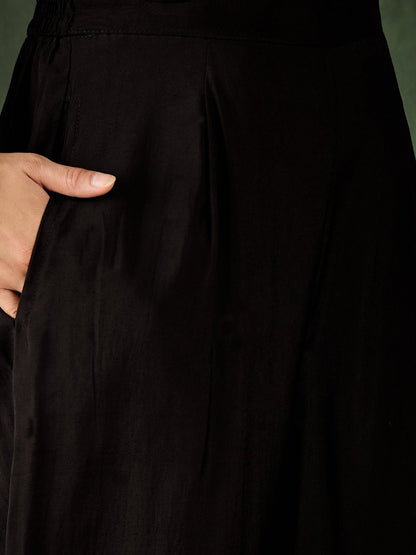 Zarika Women's Embroidered Silk Blend Calf Length Straight Kurta with Palazzo & Dupatta Set - FitVibe Fashion