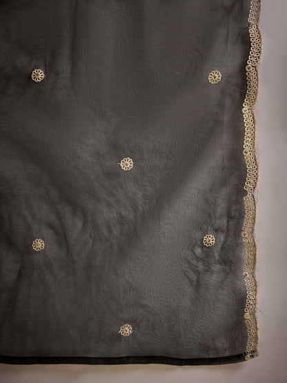 Zarika Women's Embroidered Silk Blend Calf Length Straight Kurta with Palazzo & Dupatta Set - FitVibe Fashion