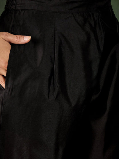 Roop Women's Silk Blend Banarasi Jacquard Zari Woven Straight Kurta Pant with Dupatta Set - FitVibe Fashion